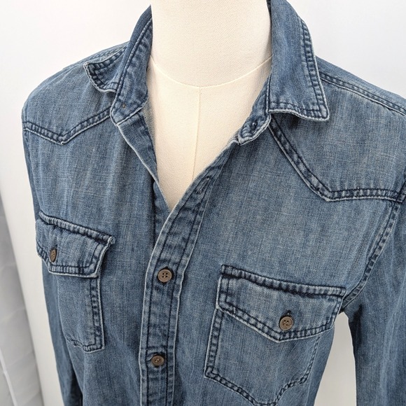 Cotton On‎ Denim Button Down Shirt Corduroy Elbow Patches Western Granola Sz S - Picture 5 of 7